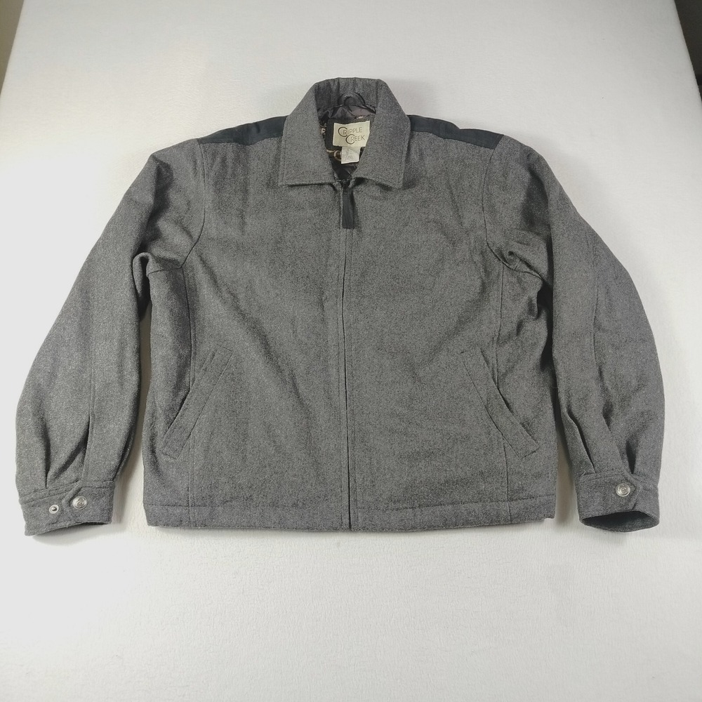 Cripple Creek‎ Jacket Mens Large Gray Zip Up Quilted Lined Workwear Utility Wool